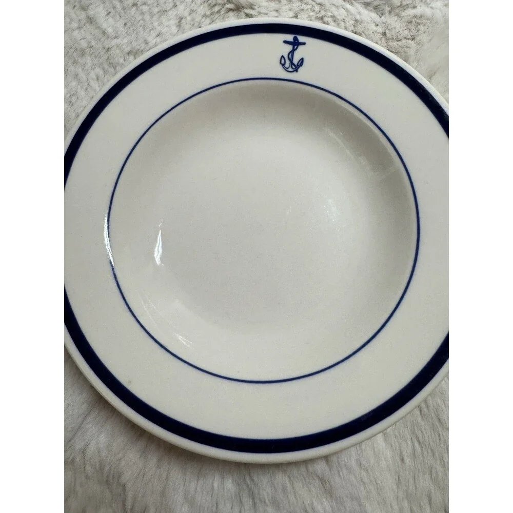 Vintage US Navy Anchor Pattern 7” Bowl Homer Laughlin China Blue White